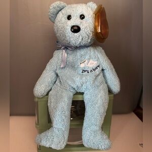 Blue Beanie Baby “it’s a boy” Plush Bear with Ribbon